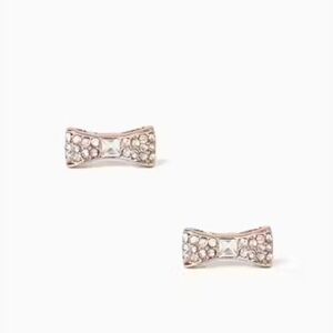 Kate Spade Ready Set Bow Pave Bow Studs Earrings in Rose Gold